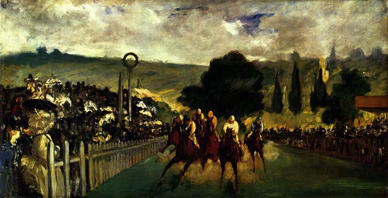 Edouard Manet Racing at Longchamp, oil painting image
